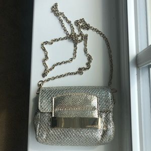Jimmy Choo handbag, silver and gold glitter
